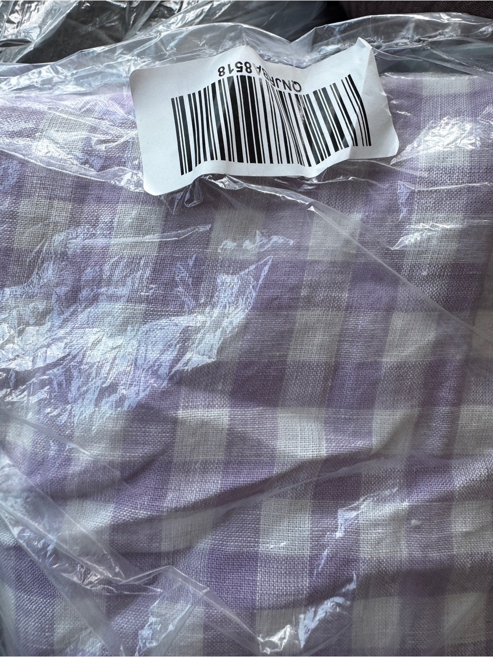 Quince Organic European Linen Gingham Sham - queen/standard - Orchid Lavender